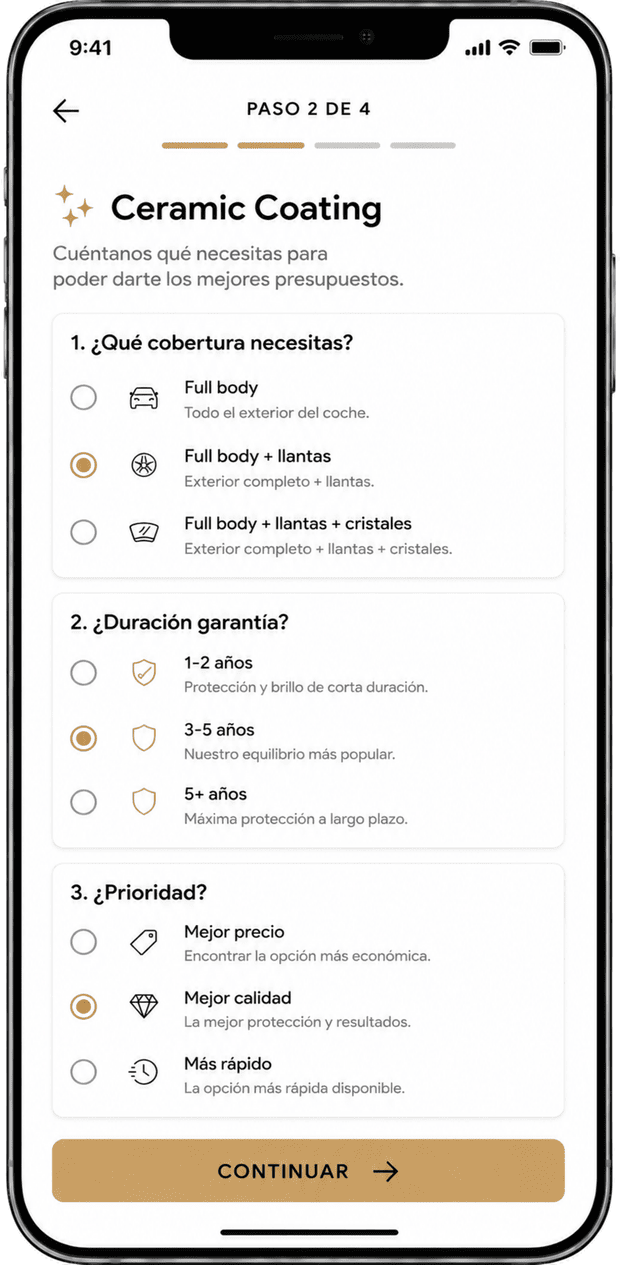 App RIVO · configuración de servicio